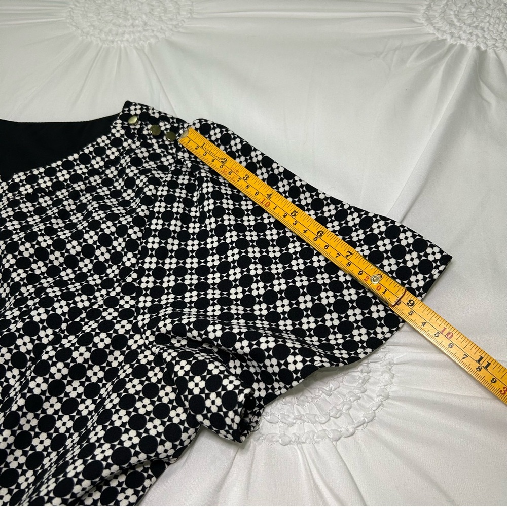 NWOT Talbots Black & White Checkered Flutter Sleeve Fit & Flare Dress Size 14 - Picture 14 of 16